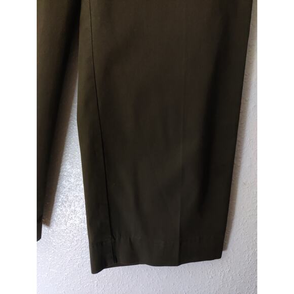 Eileen Fisher Petite Olive Green Cotton Blend Wide Leg Cropped Trousers 2/4P - Picture 6 of 7